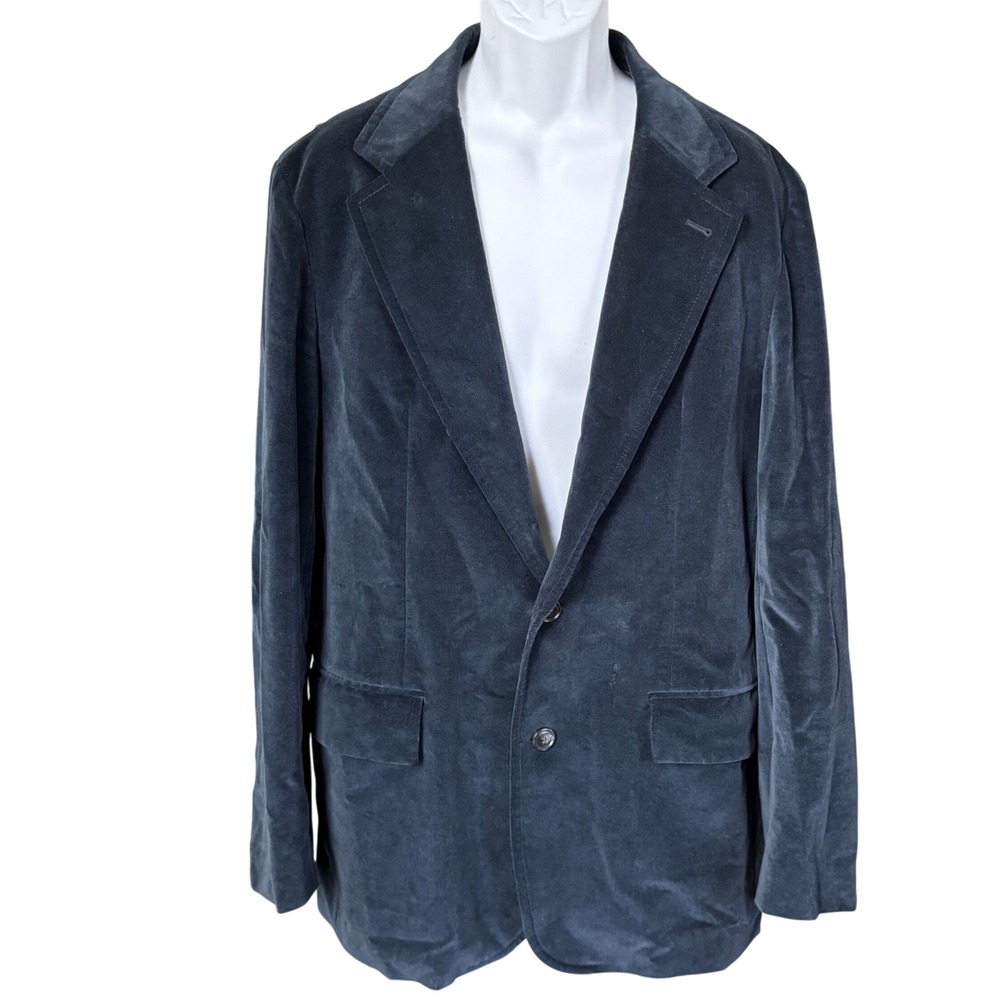 Vintage Hugo Boss Velvet Casso Blazer Sport Coat Sz 44R Blue Preppy Business